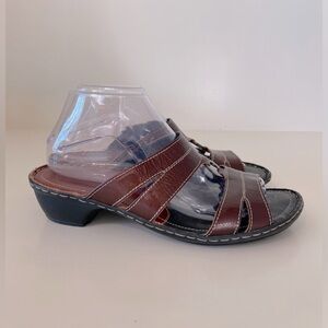 Josef Seibel patent leather brown slide casual women's sandal shoe size 8.5